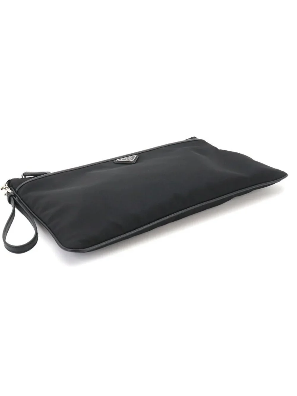 Prada Clutch Nylon Saffiano Leather Black